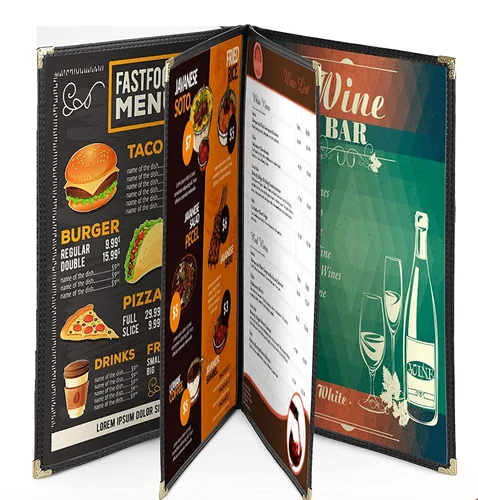 PVC Cards Printing 6 PVC A4 Hotel Menu Card